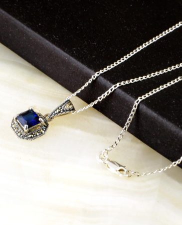 Sapphire-Marcasite-Pendant-N-0196