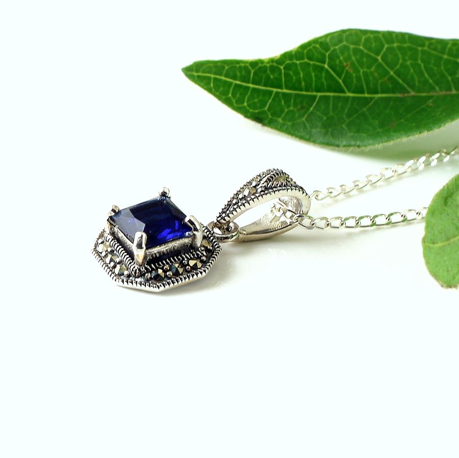 Sapphire-Marcasite-Pendant-N-0196